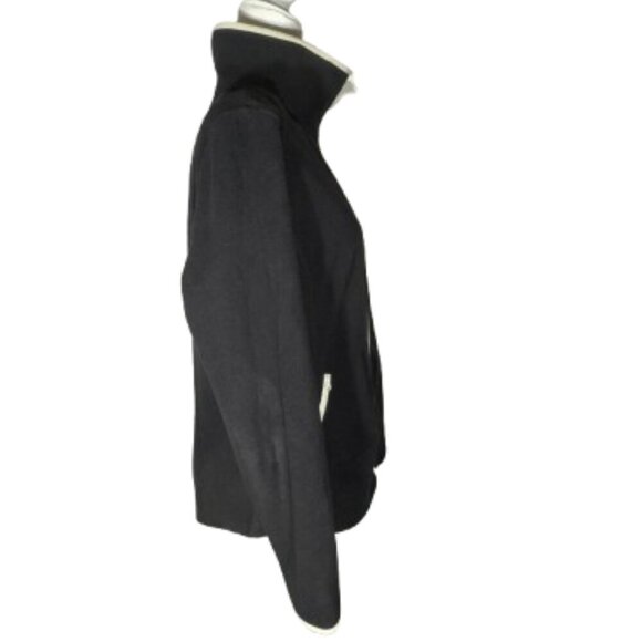 Nautica Women's XL Long Sleeve Black with White PipingTrim Fleece Zipper Jacket - Picture 4 of 6